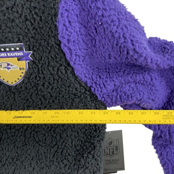 NFL Team Apparel NWT Baltimore Ravens L Sherpa Fleece Sweatshirt Black Full Zip - Picture 7 of 16